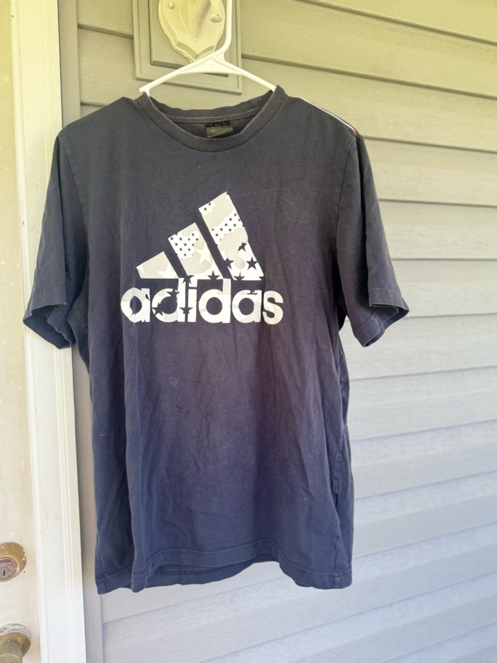adidas Black Short-Sleeve Logo Tee with White Graphic
